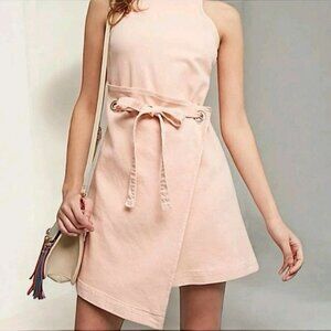 Anthropologie Holding Horses Dress Blush Pink Halter Women Side Tie Size 4